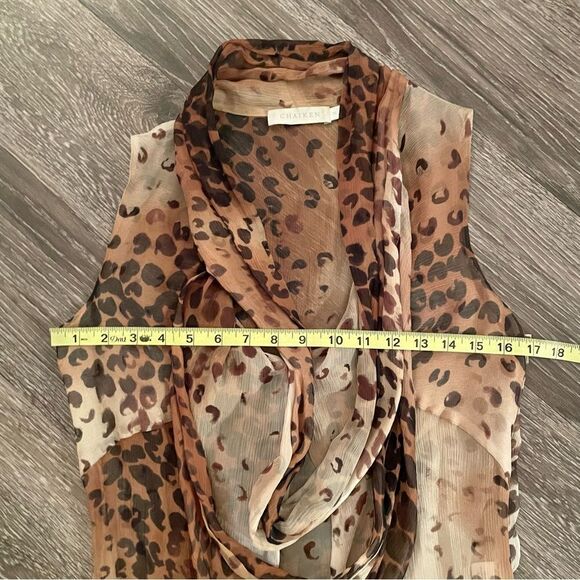 Chaiken leopard double cowl sleeveless blouse - Picture 3 of 7